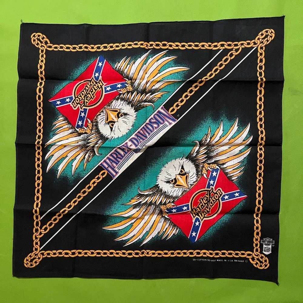 Vintage Harley-Davidson Bandana Eagle Southern Flag Biker Scarf Made in USA